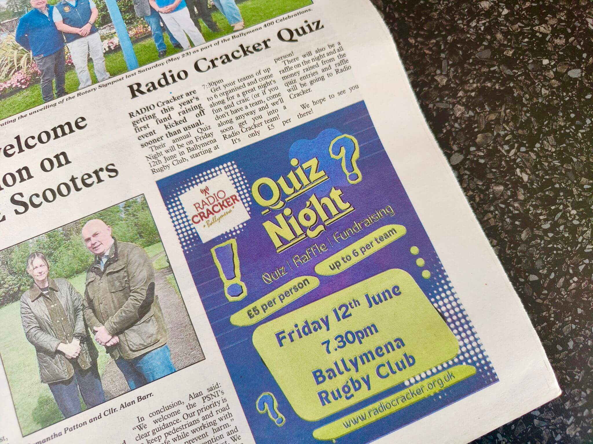 Radio Cracker Quiz night flyer